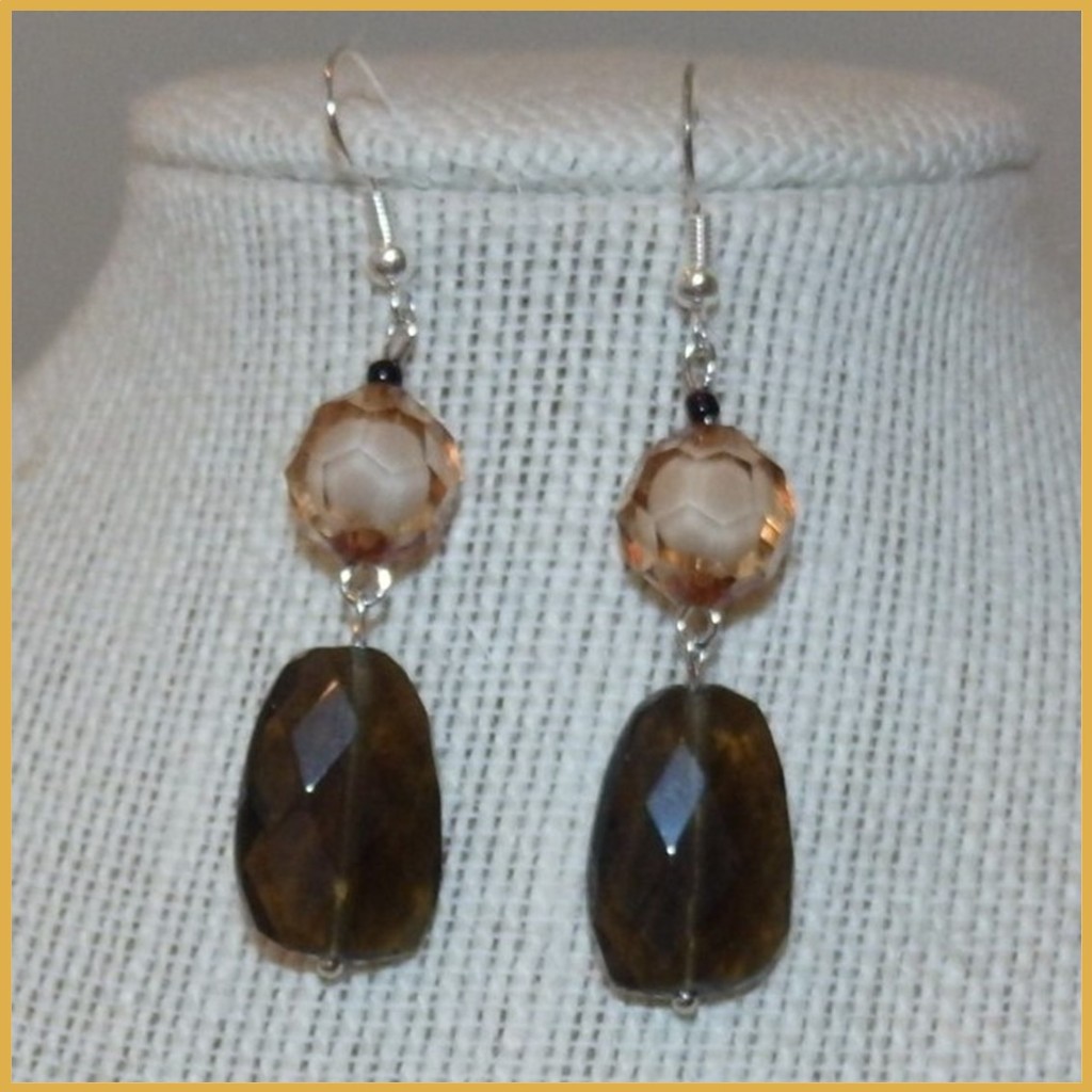 Brown-tone Bead Upcycled Earrings_2