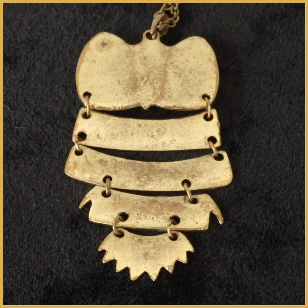 Articulated Gold-tone Large Owl Recycled Pendant_3