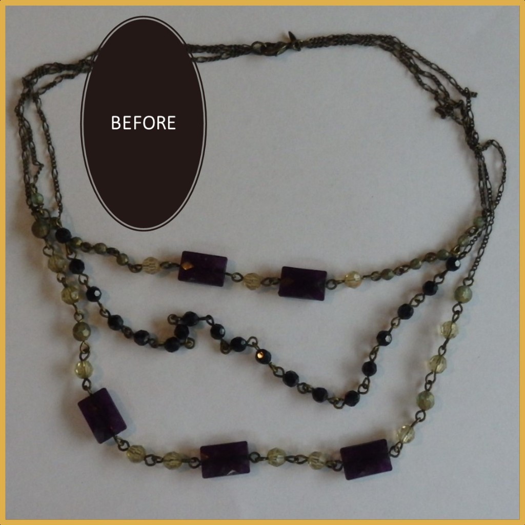 Linked Purple and Cream Bead Upcycled Necklace and Bracelet_4